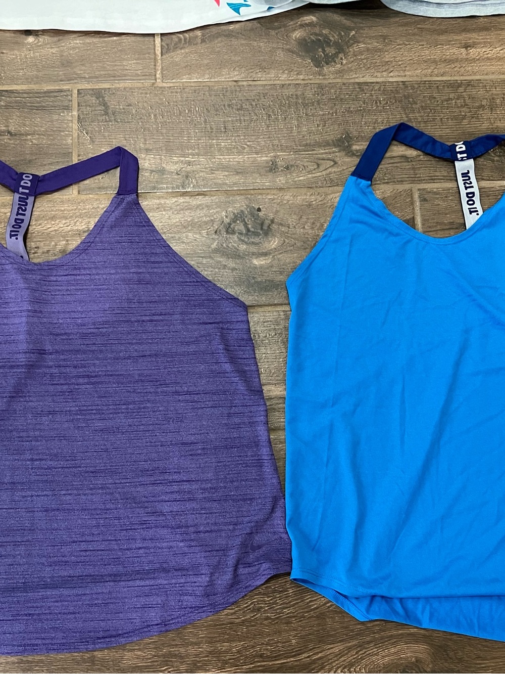 Women’s Nike Purple & Blue Tank Tops with Contrast Straps. Women’s size L.